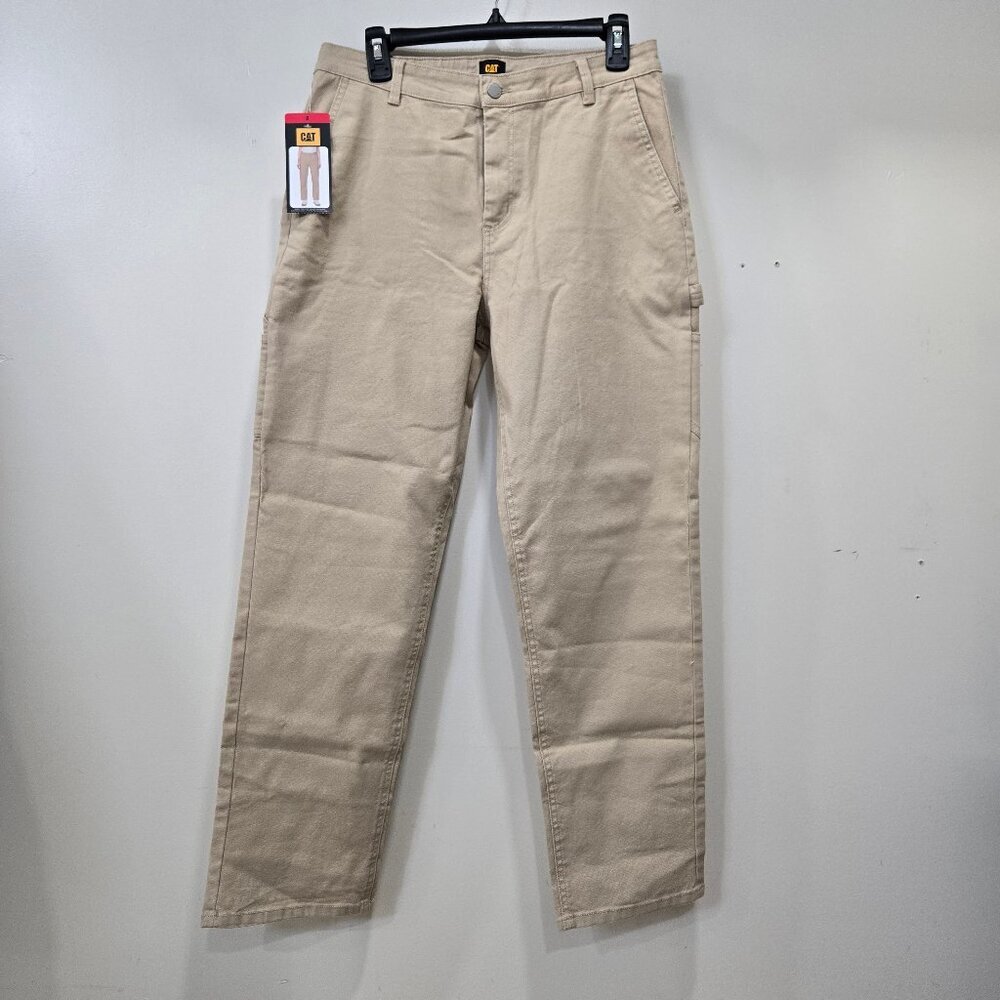 Cat Womens Beige Denim Cotton Work Pants Size 8